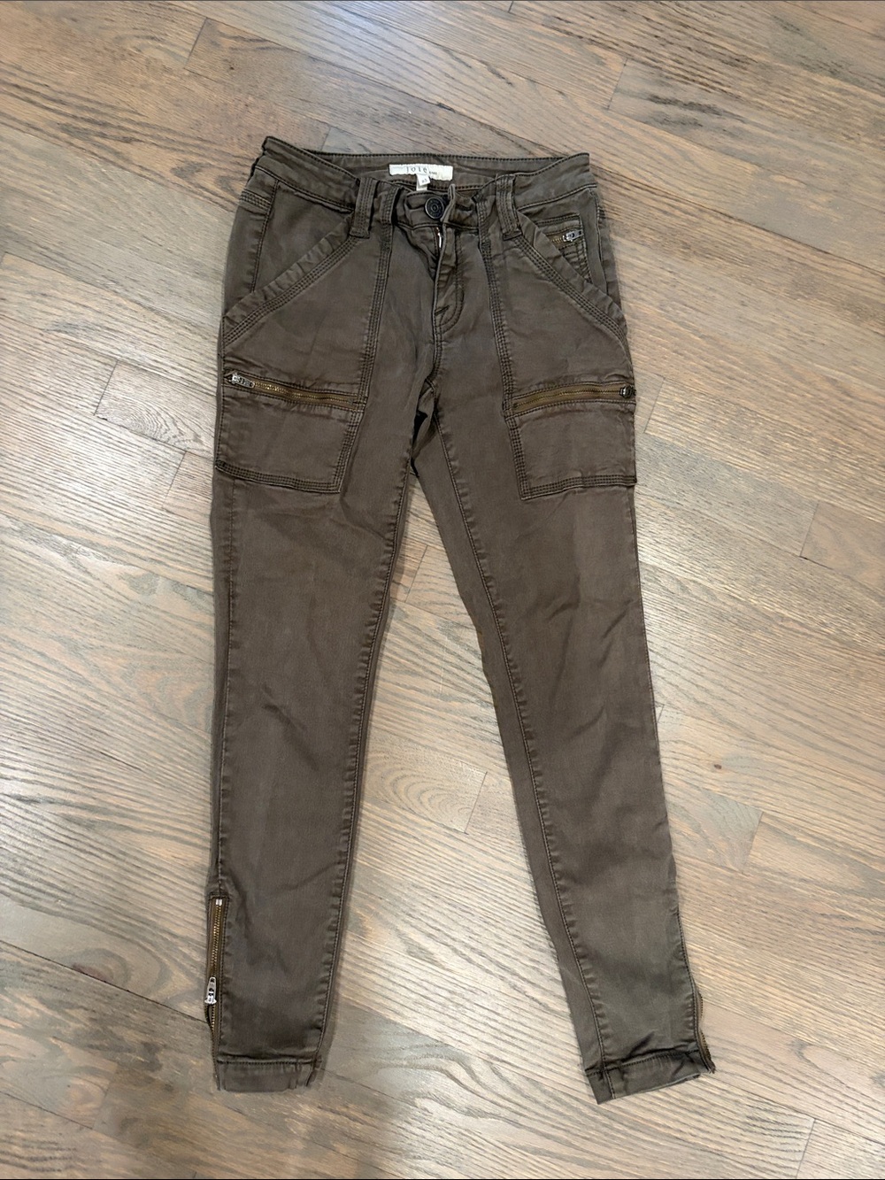 Joie Olive-Brown Cargo Skinny Jeans